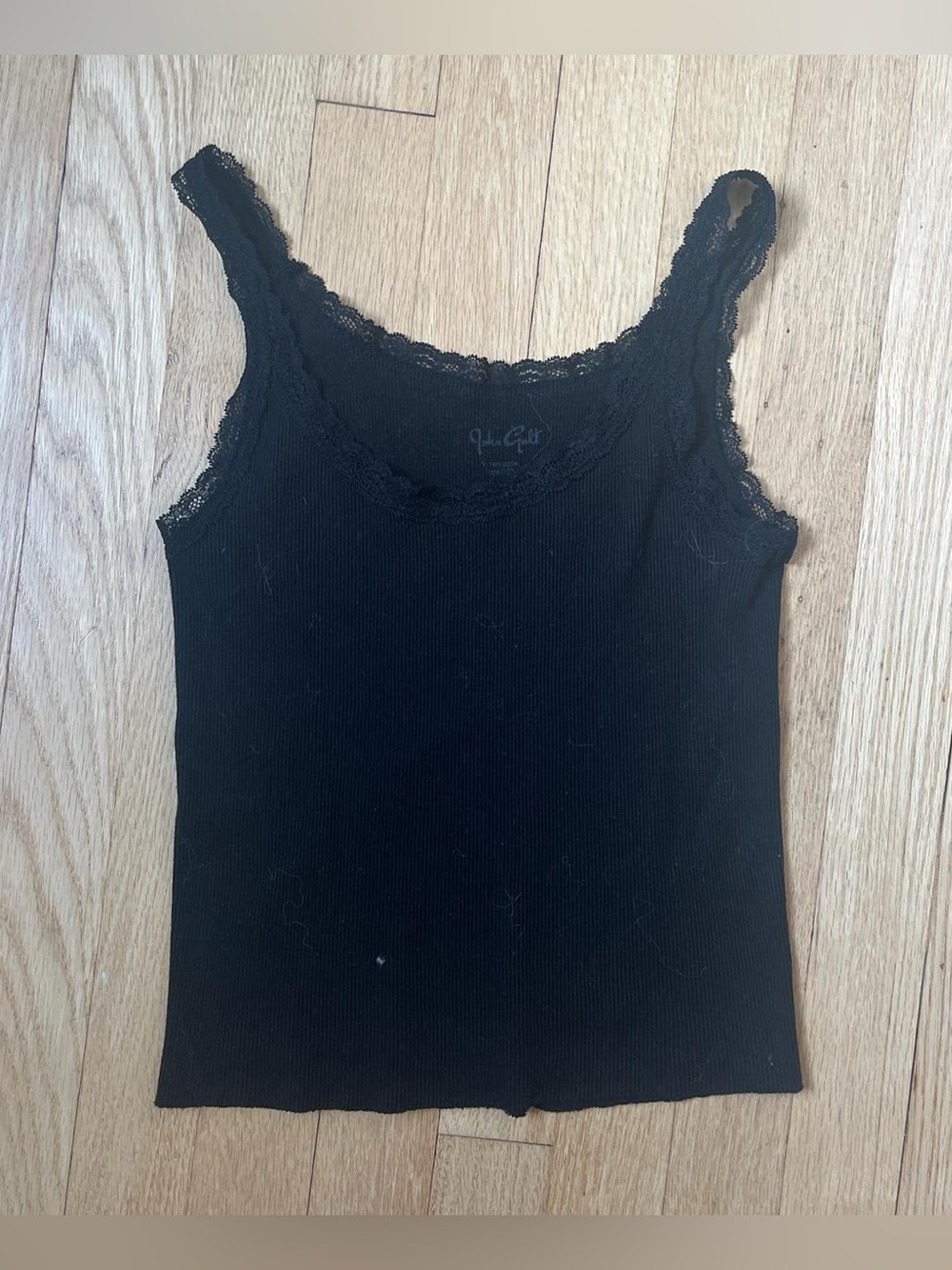 Brandy Melville Black Ribbed Lace-Trim Camisole